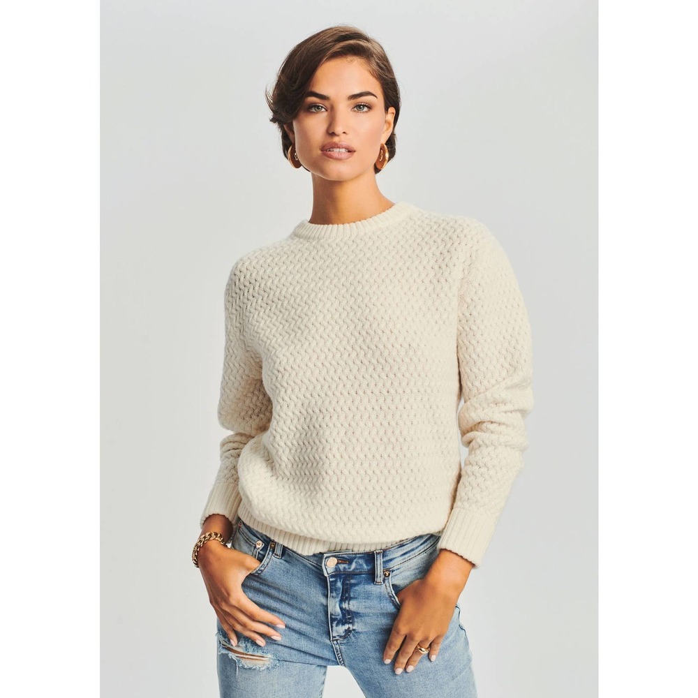 SER.O.YA Womens 100% Wool Forrest Sweater | Cream | Size XL